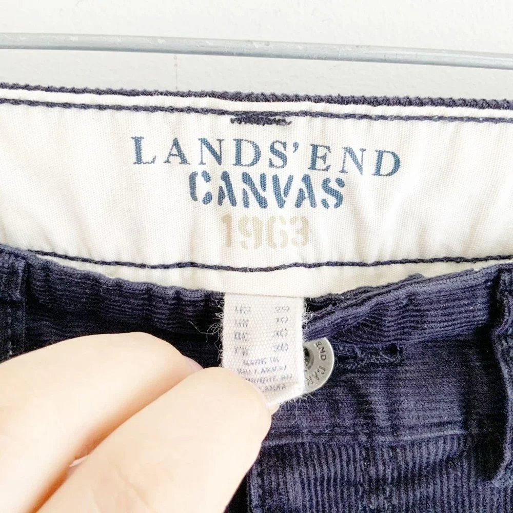 Lands' End Canvas 1963 Low Rise Slim Leg Navy Corduroy Pants - Picture 6 of 16